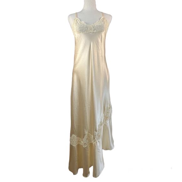 Vintage 70s Lanvin Satin & Lace Night Gown & Robe Set Wedding Bridal Honeymoon - Picture 2 of 15